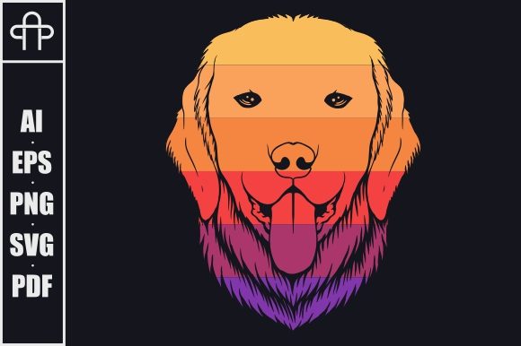 Dog Golden Retriever Retro Colorful