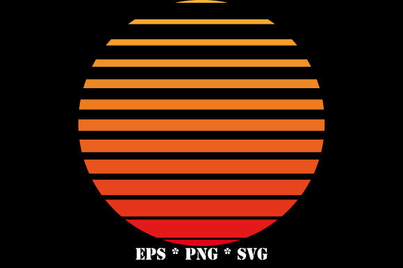 Retro Circle Stripes Sunset Vector