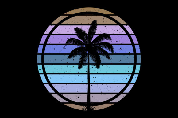 Retro Sunset Palm Tree, Sublimation