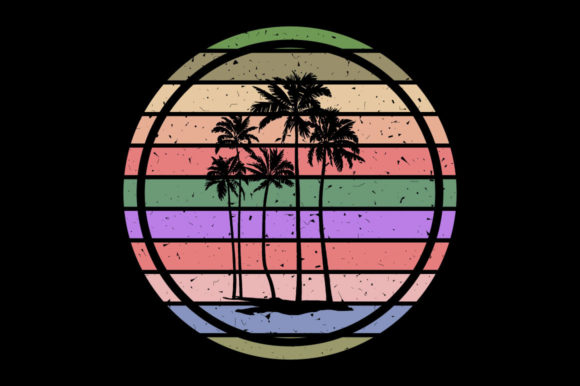 Retro Sunset Palm Tree, T-Shirt Design