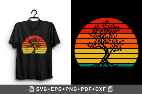 Retro Sunset Vintage Tree Design