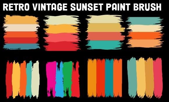 Retro Vintage Sunset Paint Brush