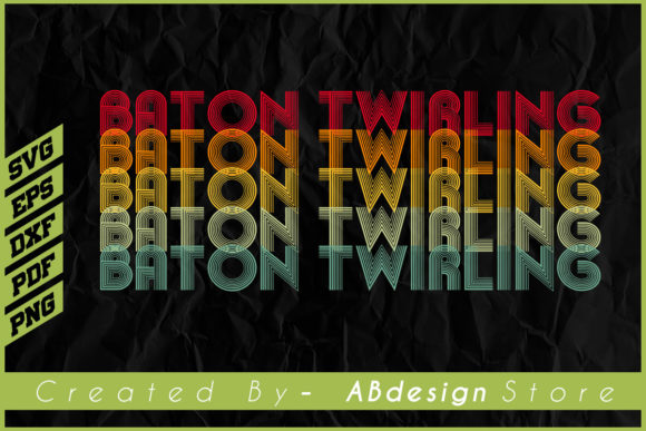 Vintage Retro Baton Twirling Design