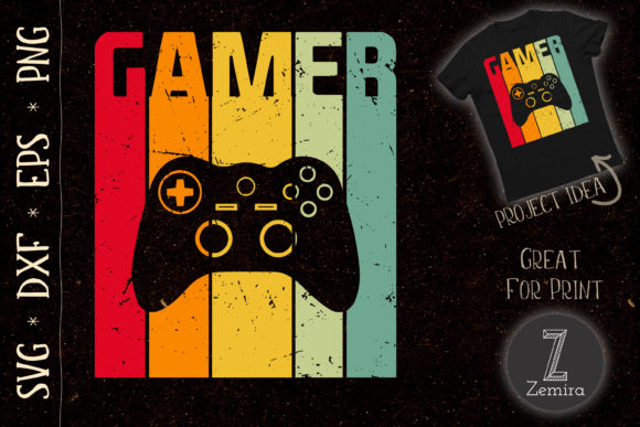 Vintage Retro Gamer Video Game Player
