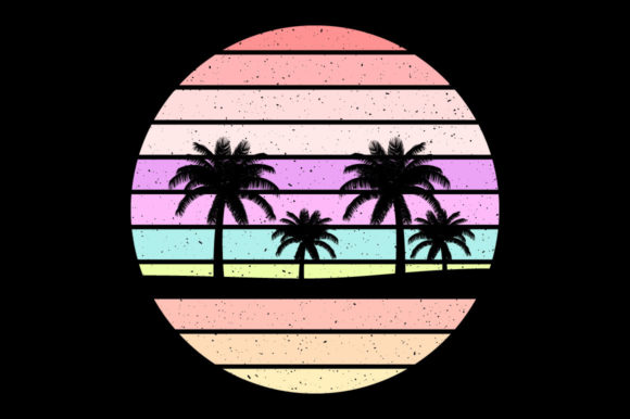 Vintage Sunset Palm Tree, Mandala, Retro